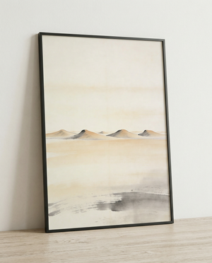 Abstract landscape print | Vast cream plain with soft sand dunes | Far Collection | Avalur Studio