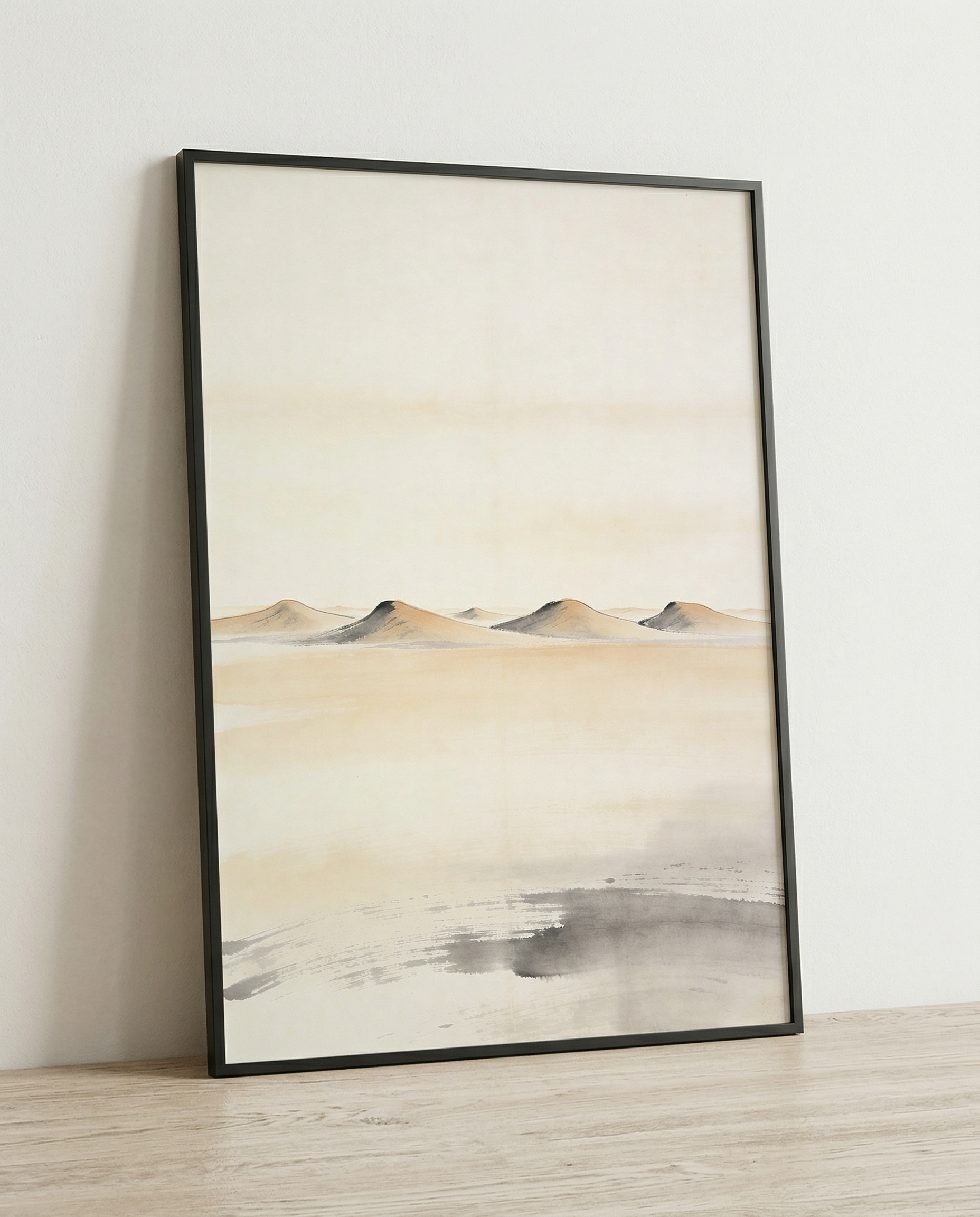 Abstract landscape print | Vast cream plain with soft sand dunes | Far Collection | Avalur Studio