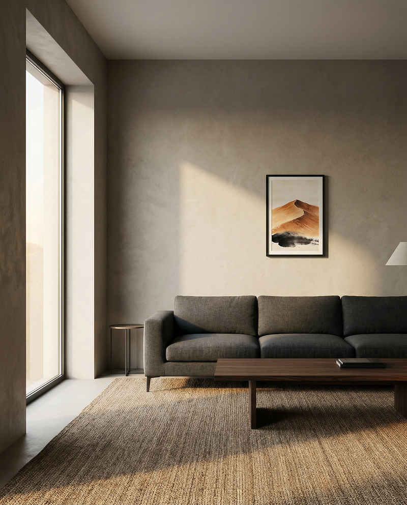 Rise — Far | Abstract living room wall art printable | Terracotta dune charcoal landscape print | Avalur Studio