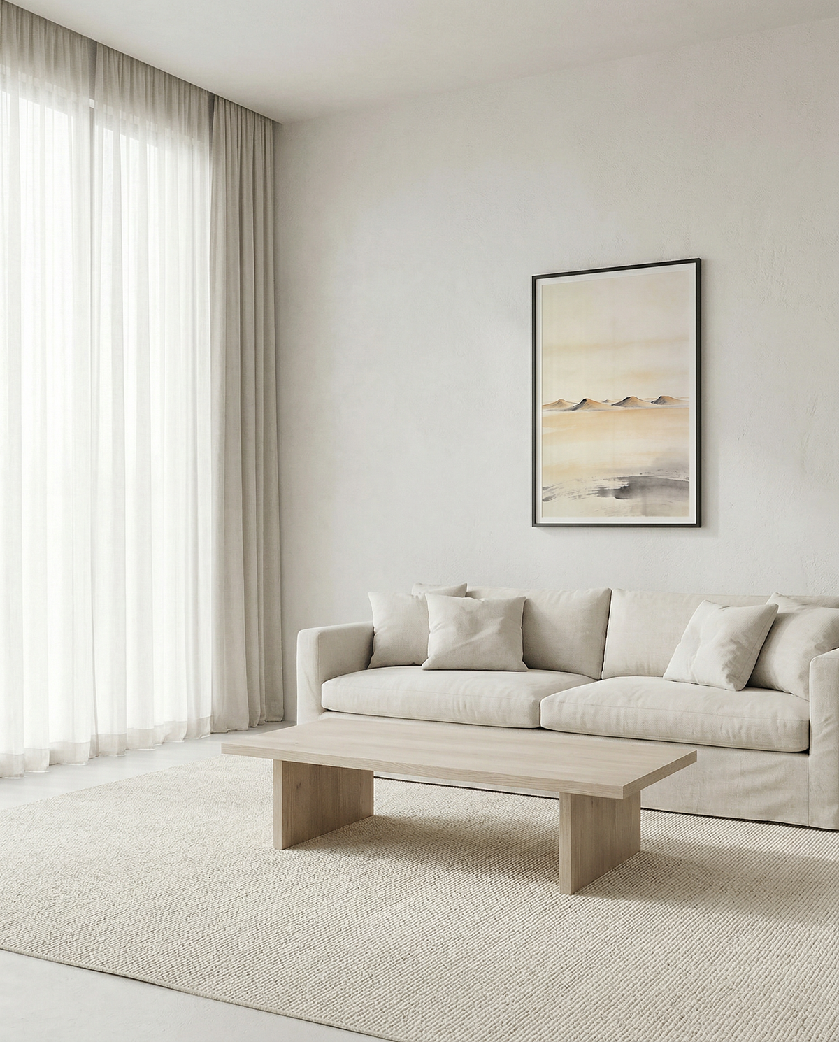 Plain — Far | Abstract living room wall art printable | Cream and sand landscape print | Avalur Studio