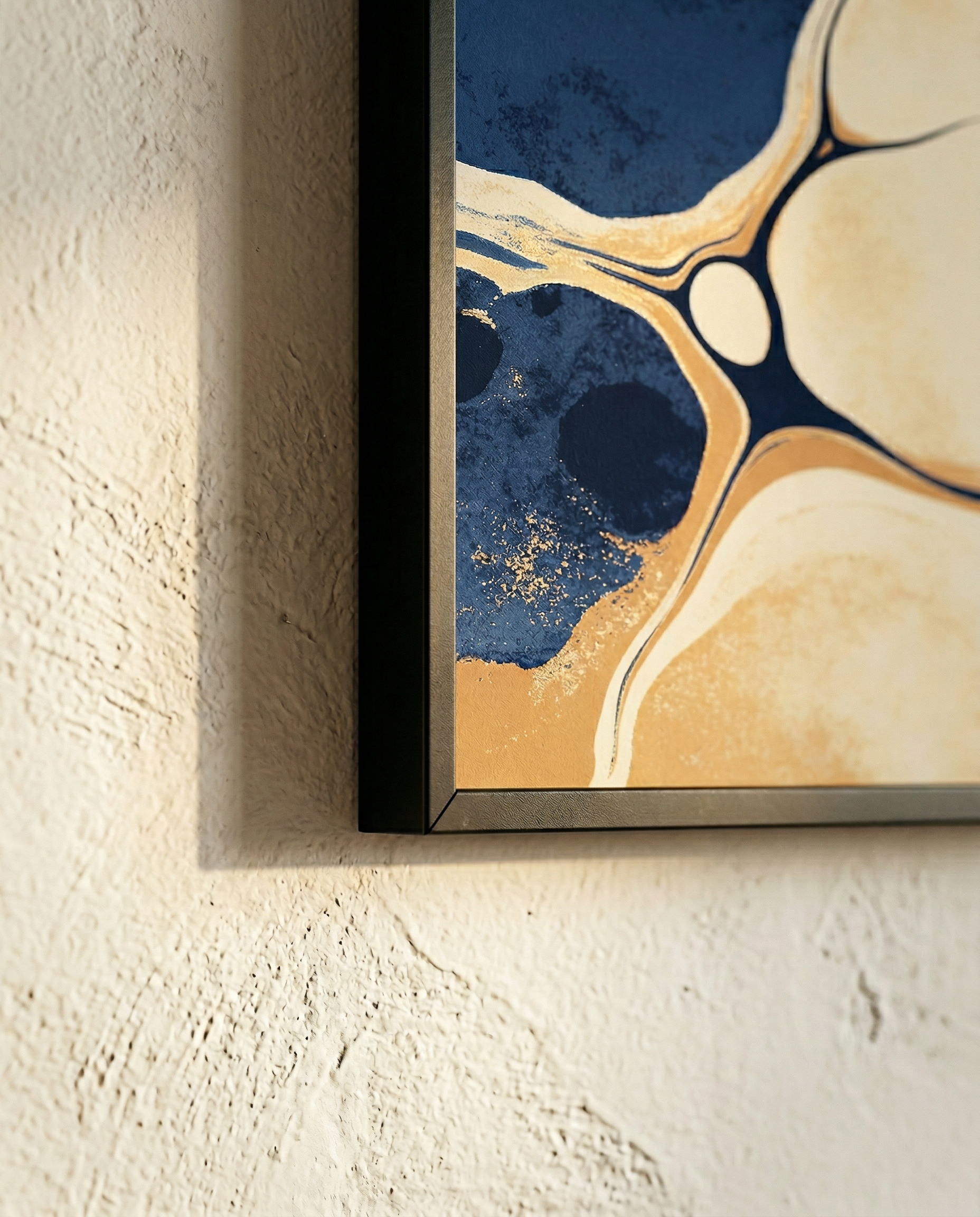 Abstract watercolor wall art printable | Deep navy and warm cream on parchment | Strata Collection