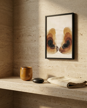 Abstract watercolor print | Brown and beige organic forms | Still Water Collection | Avalur Studio