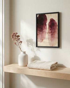 Abstract watercolor print | Burgundy and blush organic forms | Still Water Collection | Avalur Studio
