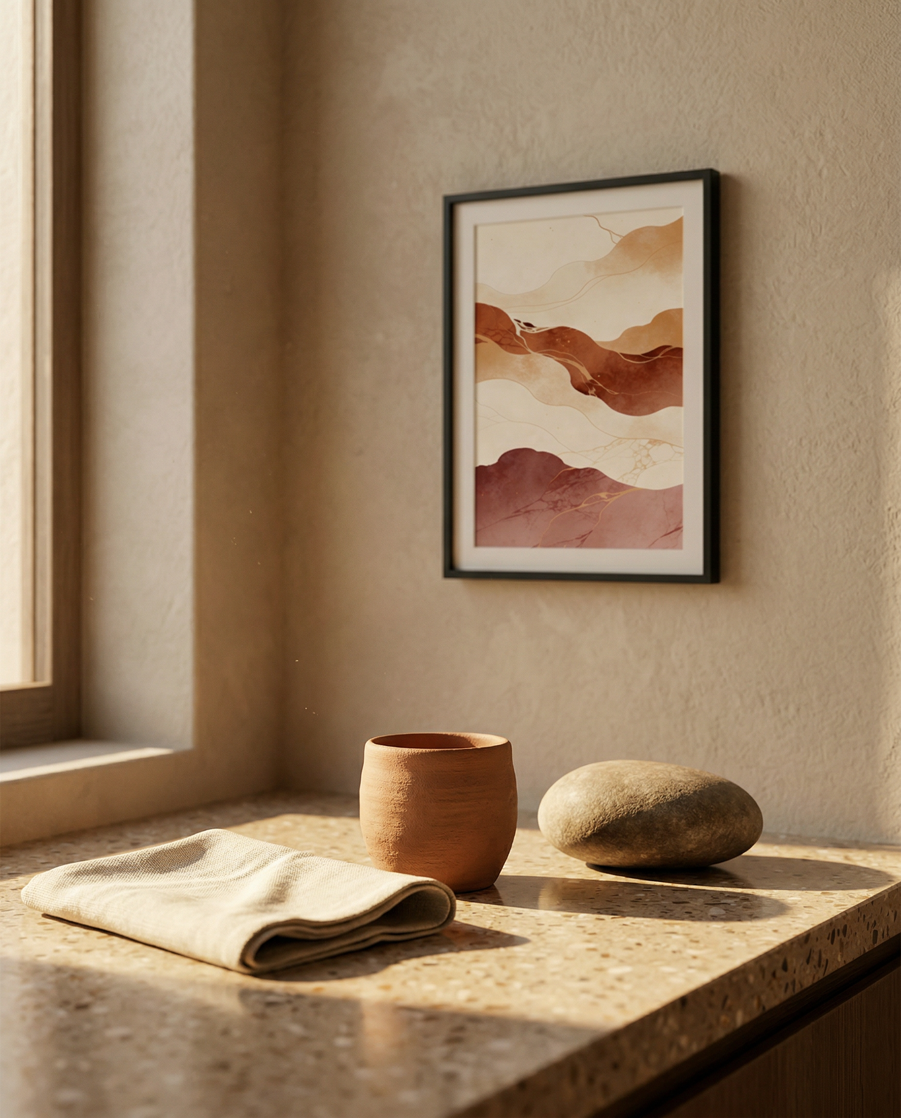 Abstract mineral print | Terracotta and gold veining | Strata Collection | Avalur Studio