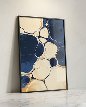 Abstract mineral print | Navy and gold veining on cream | Strata Collection | Avalur Studio
