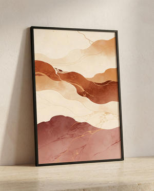 Abstract mineral print | Terracotta and gold veining | Strata Collection | Avalur Studio