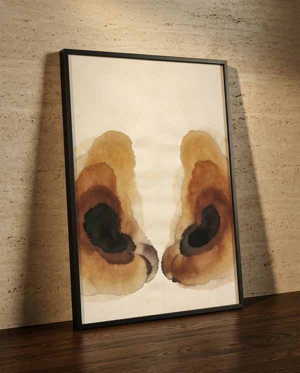 Abstract watercolor print | Brown and beige organic forms | Still Water Collection | Avalur Studio