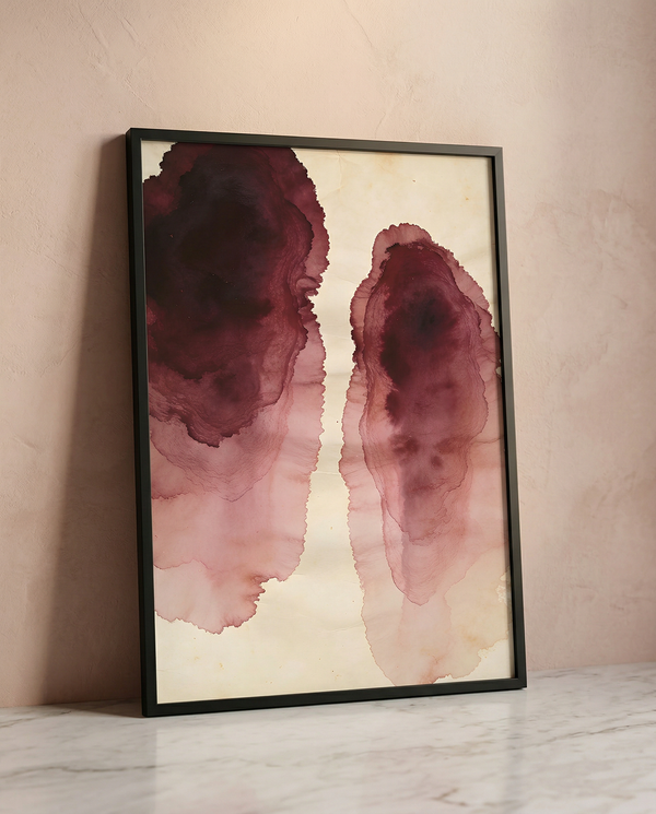 Before Touch — abstract burgundy watercolor print | Still Water Bathroom Collection | Instant download