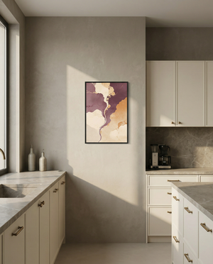 Pour — Strata | Abstract kitchen wall art printable | Mauve and ochre watercolor print | Avalur Studio